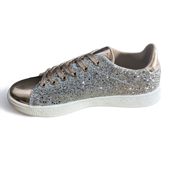 forever by forever link glitter rose gold flat shoes size 8 - Picture 2 of 3